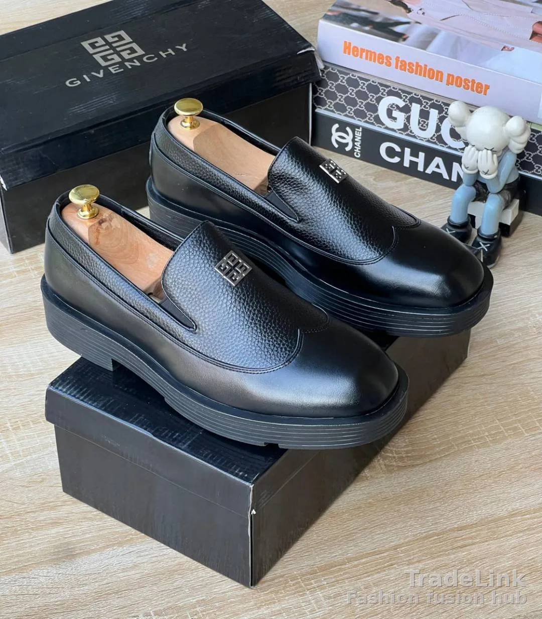 luxury Givenchy Textured Leather Slip-On Loafers