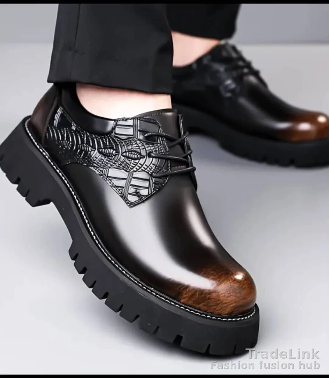 Chunky Lug-Sole Derby Shoe or Platform Oxford Shoe