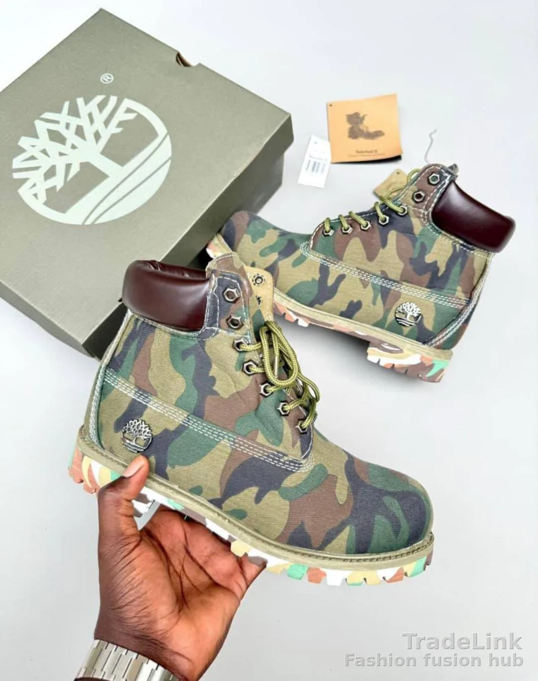Timberland 6-Inch Premium Custom Green Camo Waterproof Boot.
